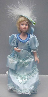 Dollhouse Miniature Victorian Porcelain Lady-Light Blue